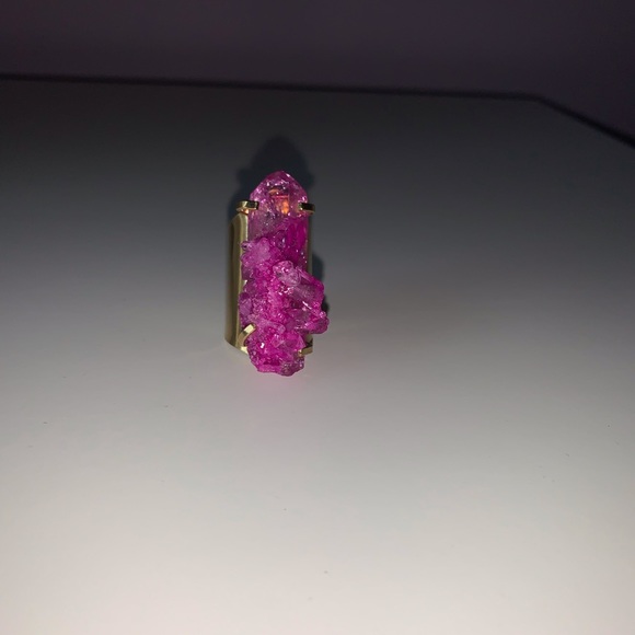 Dyed Crystal Cluster Cuff Ring - Picture 6 of 7